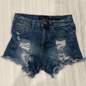 Kendall & Kylie Frayed Blue Jean Shorts